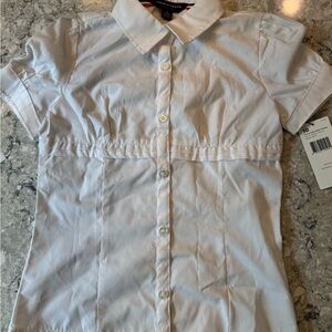 French Toast School Uniform Girls 10 White Gathered Front Blouse